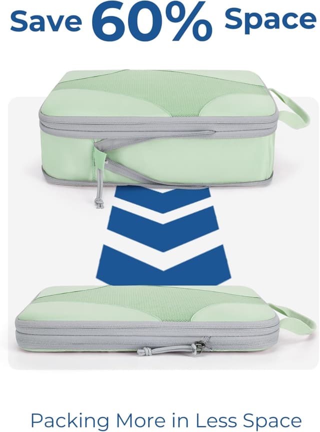 Detalle de BAGSMART Packing Cubes Compression 6er-Set Kompressions-Packwürfel für Koffer & Rucksack