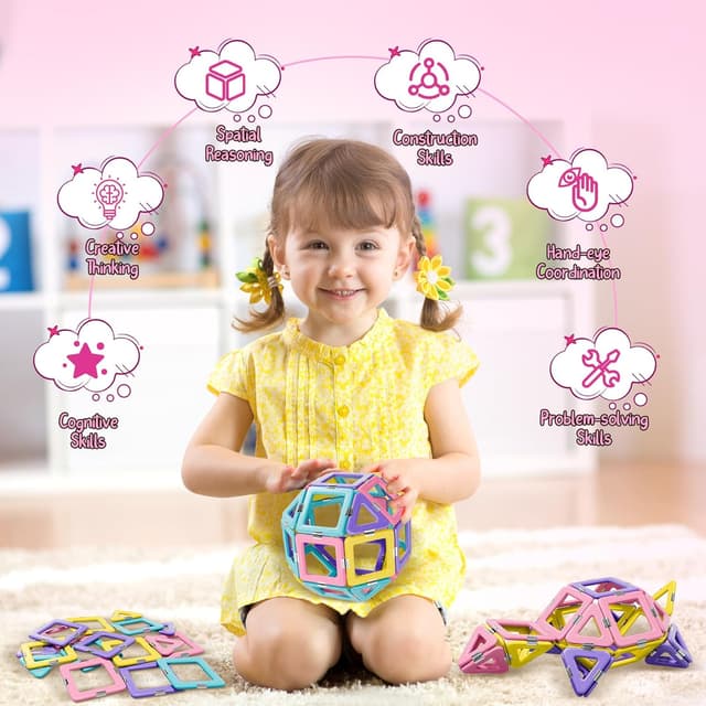 Detalle de COOLJOY Magnetische Bausteine 40-teiliges Set für Kinder ab 3 Jahren – Magnetspielzeug zum Bauen