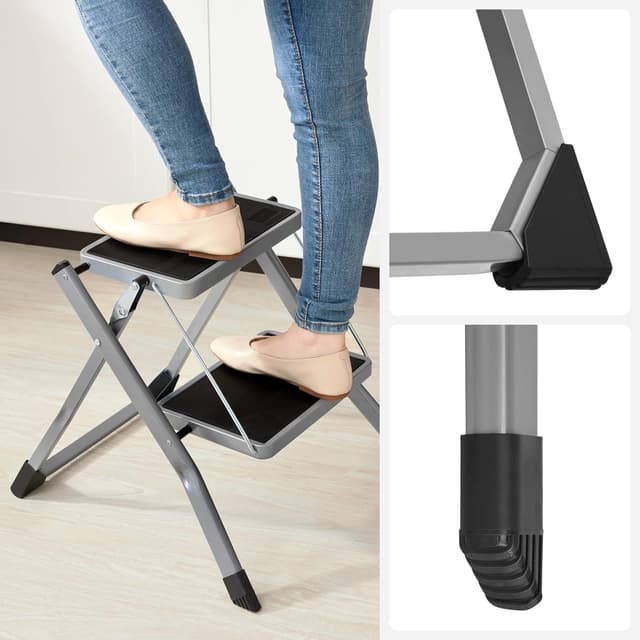 Detalle 2 de SONGMICS Trittleiter GSL002GY01 mit 2 Stufen