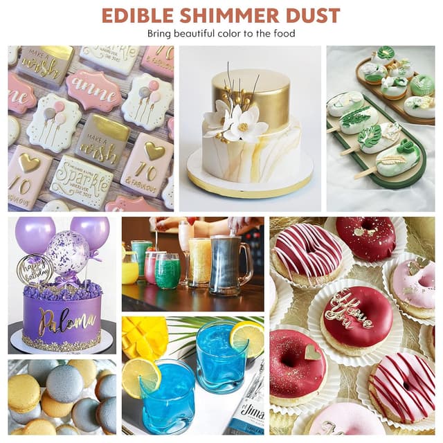 Detalle 2 de Wwtop essbarer Glitzer Set mit 8 Farben (je 5 g) für Getränke & Backen