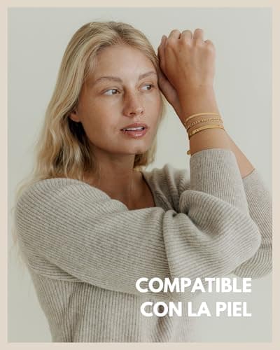 Detalle de GD GOOD.designs set de 3 pulseras para mujer en oro de 18K (chapadas) y acero inoxidable 316L