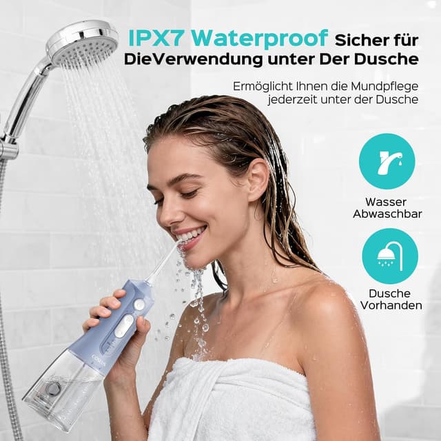 Thumbnail 6 de COSLUS C51 Munddusche kabellos mit 3 Modi und 6 Druckeinstellungen (300 ml) – blau