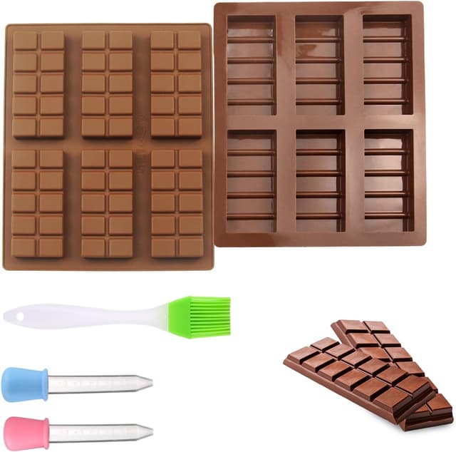 Detalle de OMIGA Silikon-Gießformen für Ostern: Schokoladentafel (2 Stück) inkl. 2 Pipetten & 1 Pinsel, BPA-frei