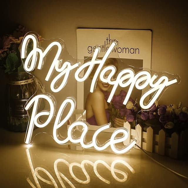 Detalle de My Happy Place 🌟 Letrero de neón para hogar y fiesta