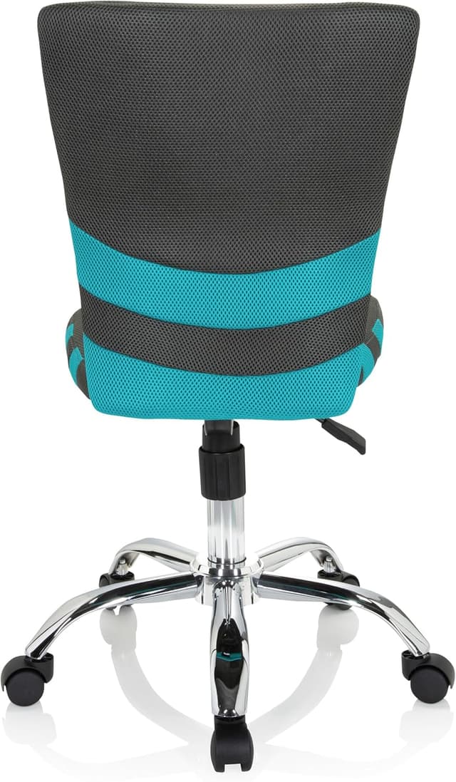 Detalle 2 de HJH Office 661008 Sedia girevole KIDDY COMFORT in rete grigio/turchese, regolabile in altezza