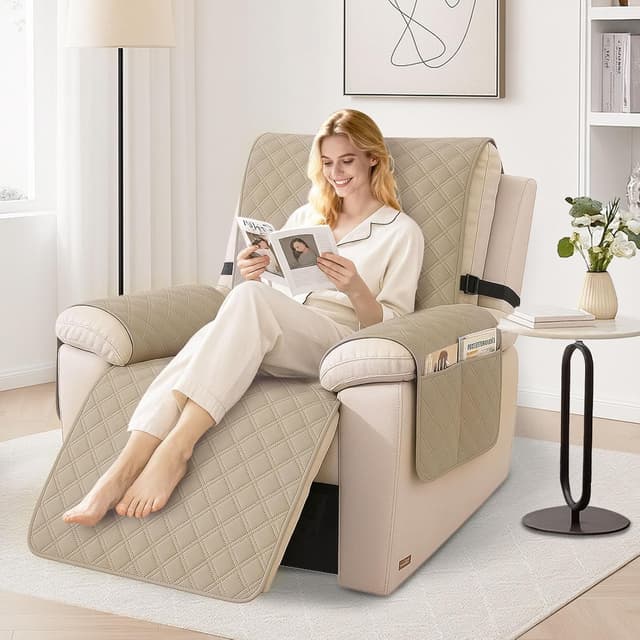 Detalle 2 de YSTELLAA Housse de fauteuil relax 1 place étanche inclinable kaki