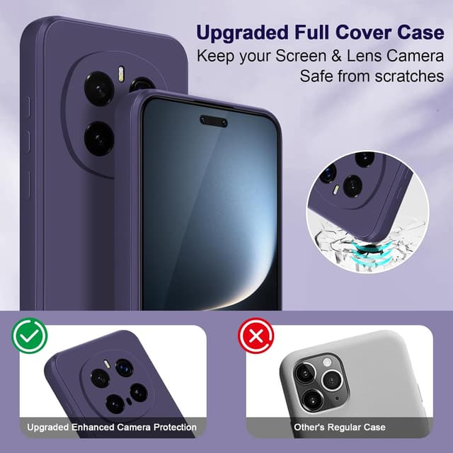 Detalle de Btstring Hülle für Honor Magic 7 Pro aus Silikon – Ganzkörper-Case mit weichem Mikrofaserfutter (lila)