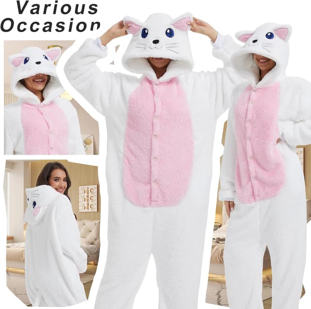 Detalle de Luojida Combinaison Pyjama pilou pilou unisexe type kigurumi avec poches et chapeau