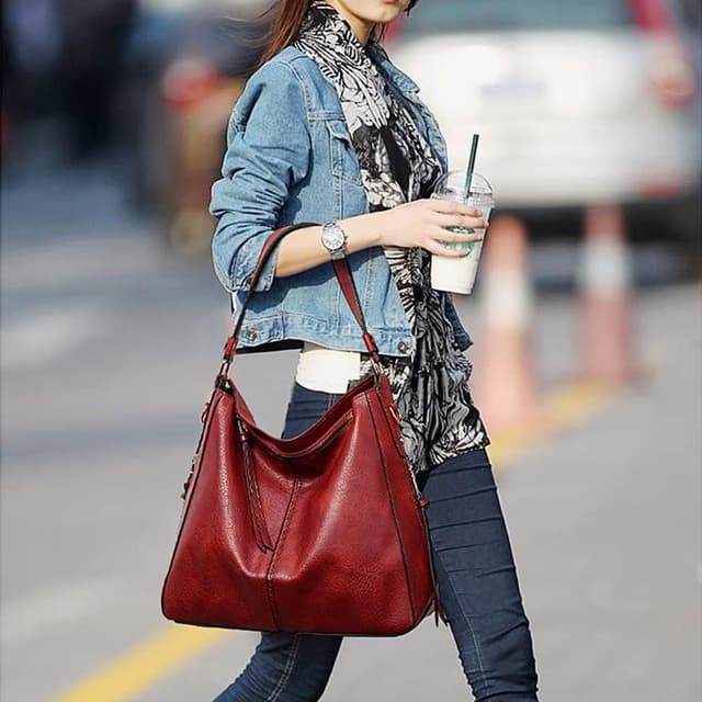 Detalle de Lifetooler hobo bag and purse set for women – PU leather crossbody/shoulder tote, large work & travel bag