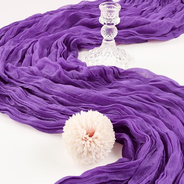 Detalle de 6 Pack 10FT Purple Cheesecloth Table Runner (120 Inch) for Boho, Rustic Spring Parties & Weddings