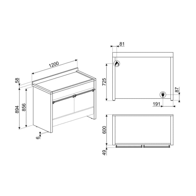 Detalle 2 de Smeg A4-81 cocina compacta de gas