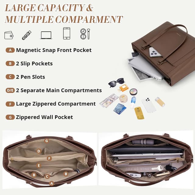 Thumbnail 3 de RAINSMORE Waterproof Tote Bag 35x14x29cm Large Women's Handbag