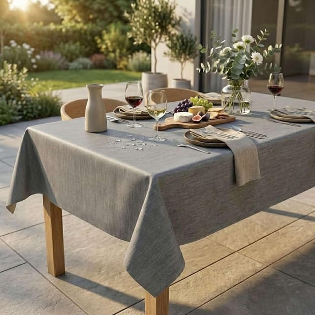 Detalle 2 de Artwelt Wachstuchtischdecke aus PVC, abwaschbar & wasserabweisend, Stone Grey (240 x 140 cm)