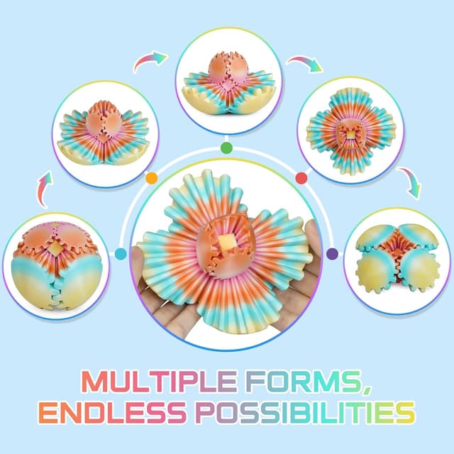 Detalle de 3D Printed GearSphere fidget toy – Multicoloured rotatable gear ball (Sunset Mirage, 2.5")