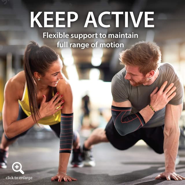 Detalle 2 de Rymora Elbow Support Sleeve for Men and Women – Tennis Elbow & Golfer’s Elbow Relief (Single Sleeve, Medium)