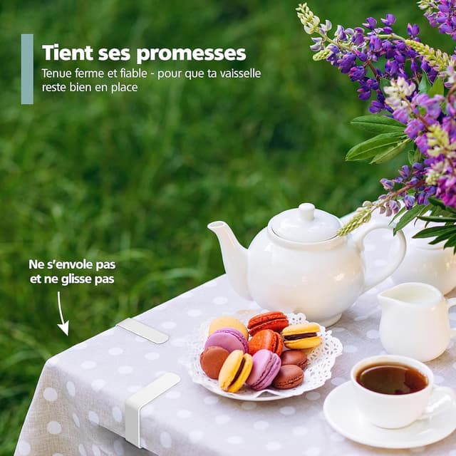 Detalle 2 de Virea lot de 8 pinces à nappe en acier inoxydable pour tables (jusqu’à 3 cm d’épaisseur)