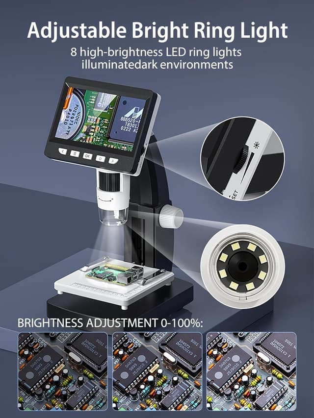 Thumbnail 6 de APOICK Microscopio digitale 4,3 display 8 luci