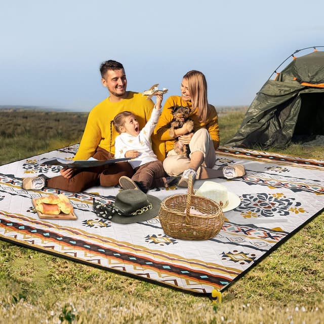 Detalle 2 de Aptliton Waterproof Picnic Blanket 200 x 200 cm with 4 Stakes – Foldable & Machine Washable
