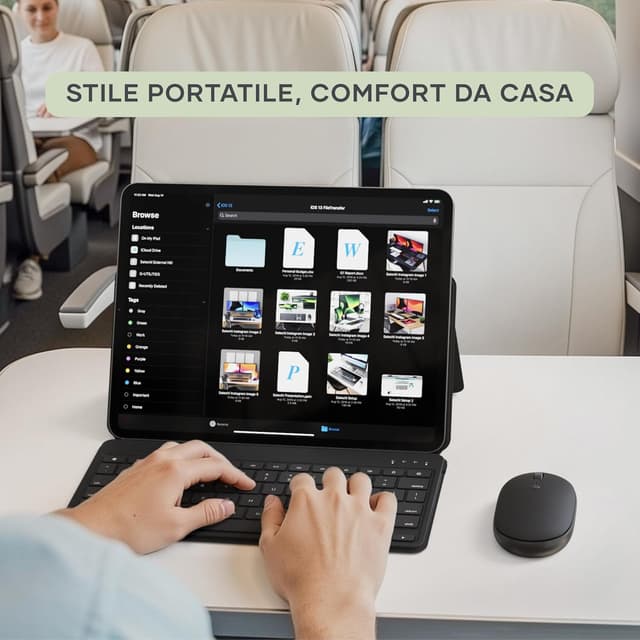 Detalle de Satechi OntheGo™ Mouse Wireless con ricarica USB‑C e Bluetooth multi-dispositivo (fino a 3) – Nero