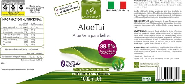 Thumbnail 7 de Benessence Aloe Vera Jugo Natural Sin Pasteurizar 3L 🌱