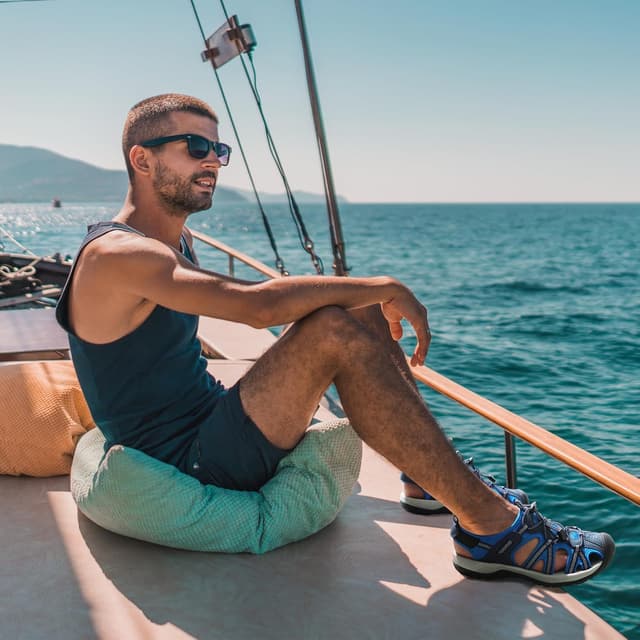 Detalle de DREAM PAIRS DMUMST2505 – Sandales sportives d’été pour homme antidérapantes et respirantes