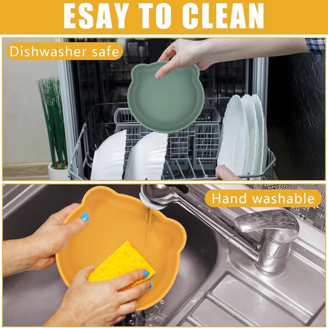 Detalle 2 de FINEASY 2PCS Silicone Shallow Cat Bowls (Whisker Friendly) – Flat Food & Water Dishes, Orange & Green