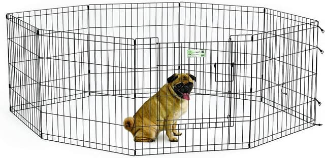 Detalle de Parc d’exercice pliant en métal MidWest Homes for Pets 524DRBL avec porte Maxxlock (60,96 x 60,96 cm) – Bleu