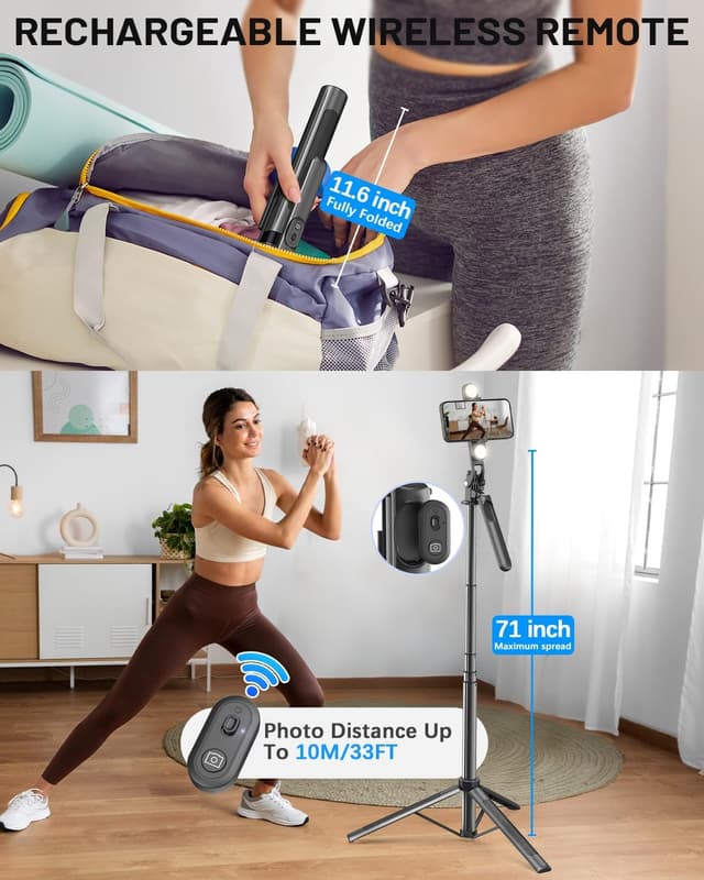 Detalle 2 de Yeaki Vlogging Kit 71" Selfie Stick Tripod