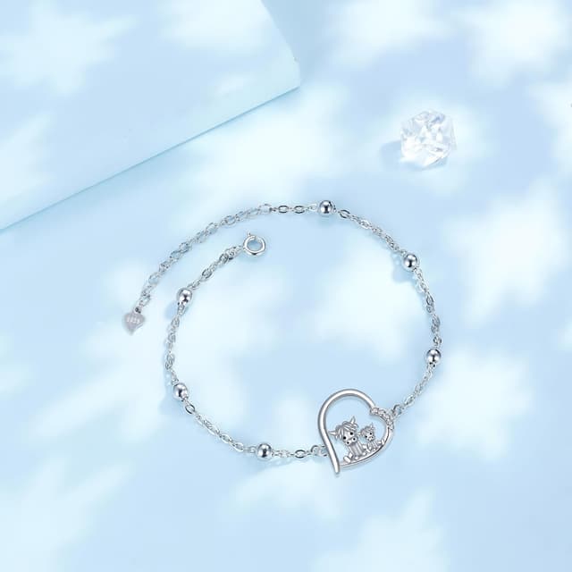 Detalle de J.MUEN Armband Damen aus 925 Sterling Silber mit Tier-Anhänger (mit Geschenkbox, ca. 17 + 4 cm)