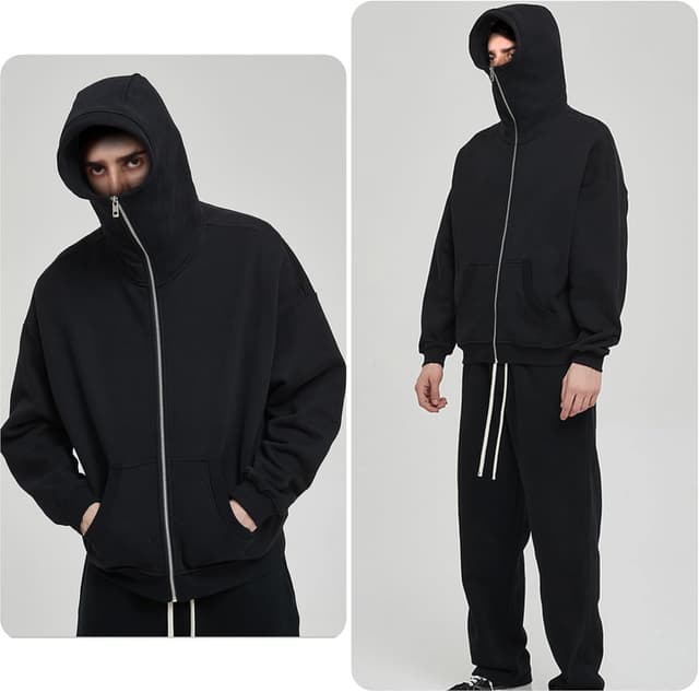 Detalle de Veste sweat Zifipeoed pour homme à capuche et col montant (style Harajuku) pour l’hiver et l’automne