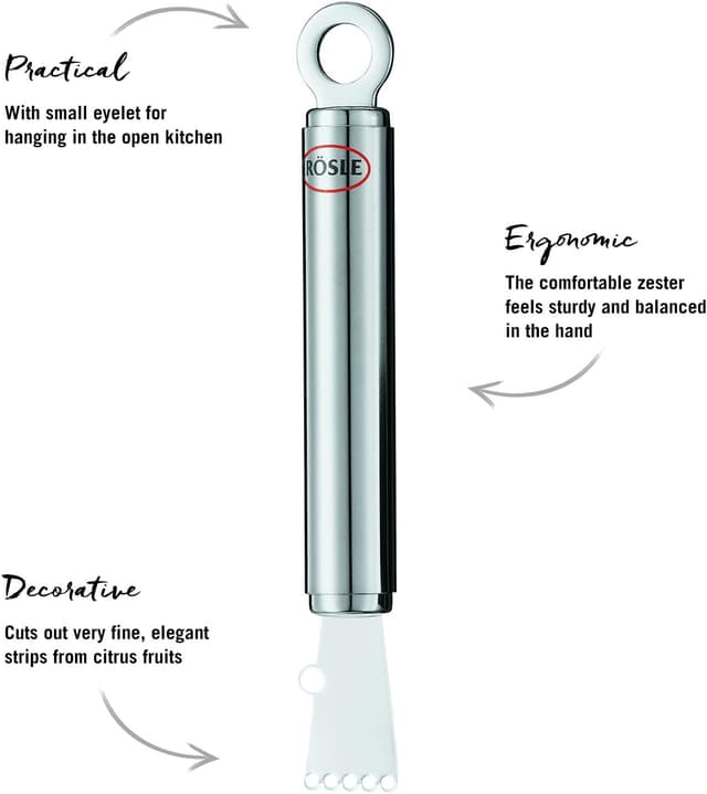 Detalle 2 de Rösle Acanalador de Frutas 🍊 Cortador de Cáscaras de Acero Inoxidable