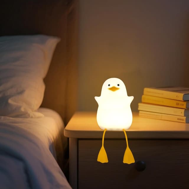 Detalle de YuanDian Cute Duck Night Light – BPA-free silicone tap control kids bedside lamp