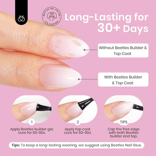 Detalle 1 de Beetles French Tip Press-On Nails 224 Stück