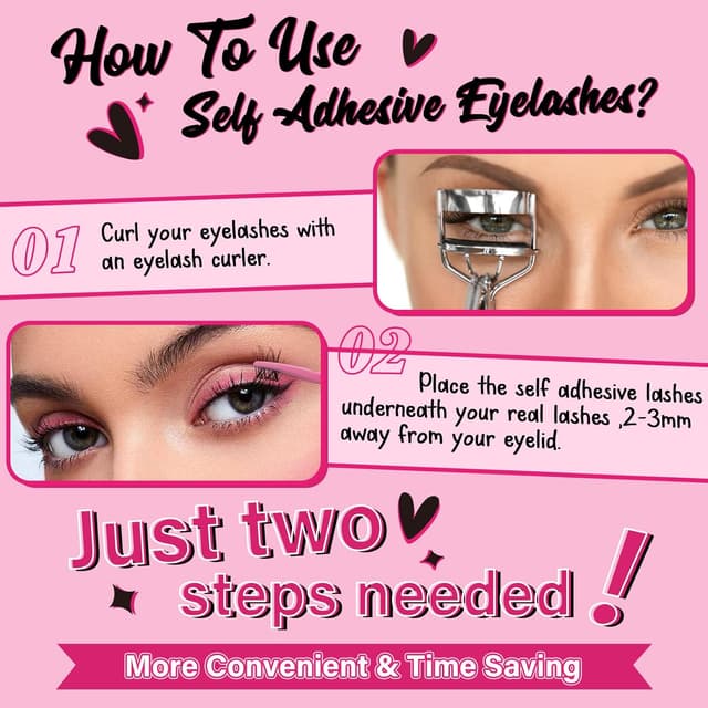 Detalle de PRO LASHBEAUTY Selbstklebende Wimpern zum Aufdrücken – 40 Stück, vorgeklebte Wimpernbügel