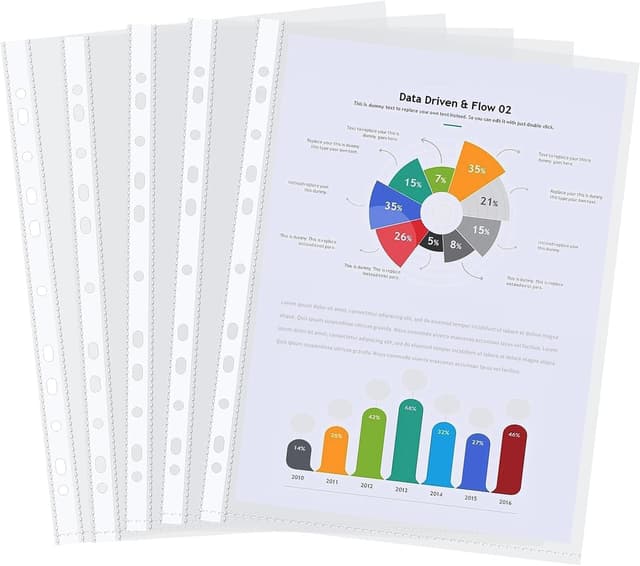 Detalle de Atoke 200-pack A4 Punched Pockets (60 micron) clear binder sleeves
