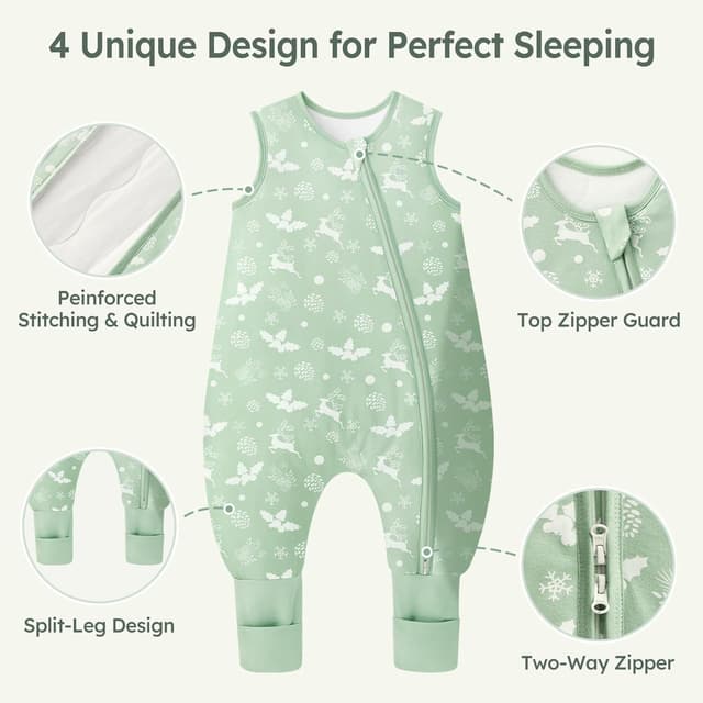 Detalle de Unnivoll Baby Schlafsack mit Füßen 1,5 Tog 80 cm