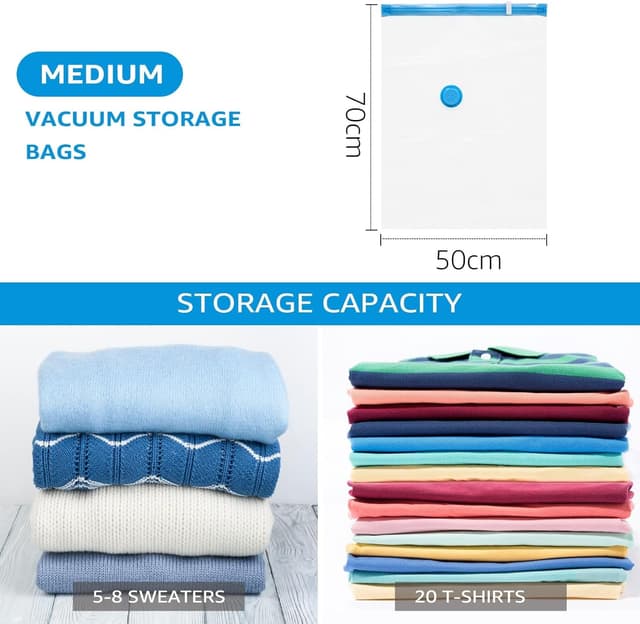 Detalle de Sacs de rangement sous vide BoxLegend – 6 pièces 70x50 cm pour vêtements, literie et voyages