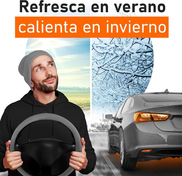 Detalle 2 de Upgrade4cars Funda Volante Coche Gris 37-39 cm