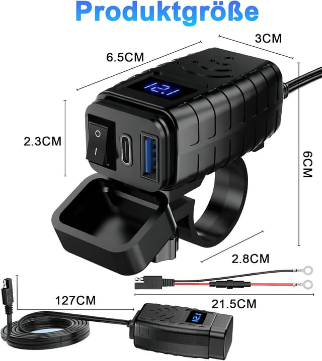 Thumbnail 6 de Prise USB Moto QC3.0 PD 30W avec voltmètre