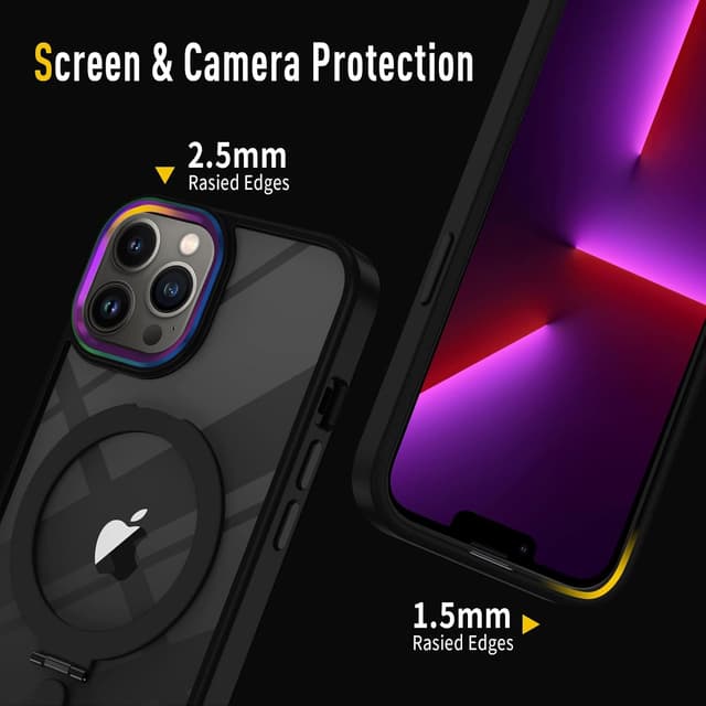 Thumbnail 6 de Coque XTCASE pour iPhone 15 Pro compatible MagSafe avec support magnétique et dos transparent noir