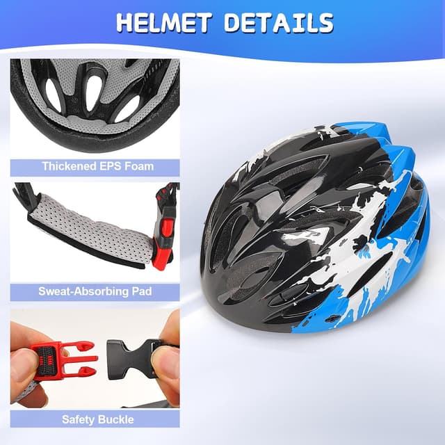 Detalle de DmTown Kinder-Fahrradhelm verstellbar 50–58 cm für Jungen & Mädchen (3–14 Jahre)