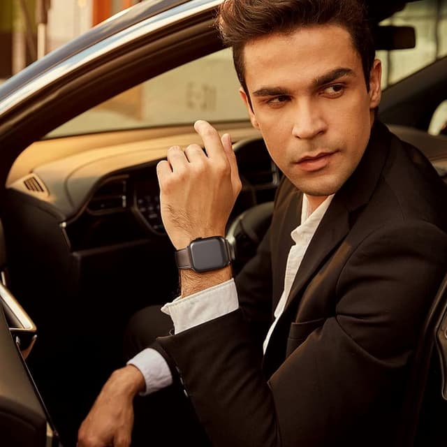 Detalle de Bracelet Apple Watch en cuir véritable WFEAGL (44/45/46/49 mm et 42 mm) pour Series/SE/Ultra, café ou noir