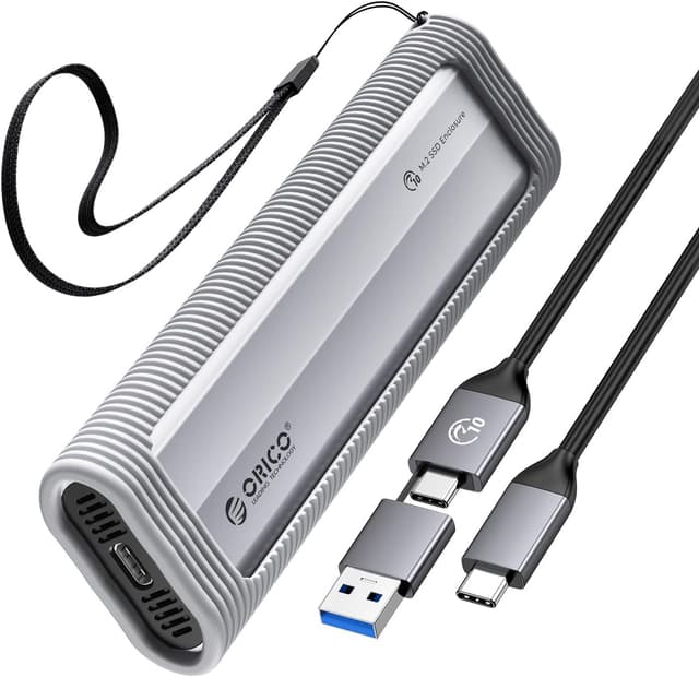 Detalle de ORICO Boîtier SSD M.2 NVMe sans outil AXM2 (USB 3.2 10Gbps) avec protection silicone et dragonne