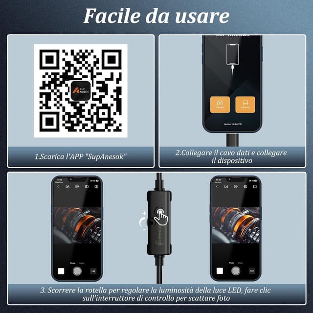 Thumbnail 4 de ENNOVOR Endoscopio per Smartphone 10 m