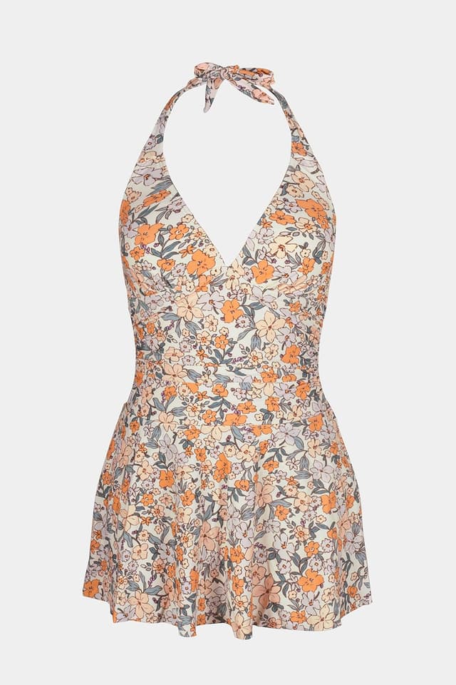 Detalle 2 de Costume da bagno intero donna CUPSHE con scollo a V e allacciatura sul retro aperto