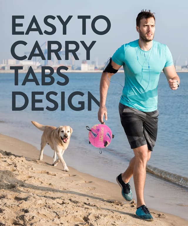 Detalle de SPORTSPET Dog Football with Grab Tabs (Pink, Medium) – Durable interactive floating dog volleyball-style toy