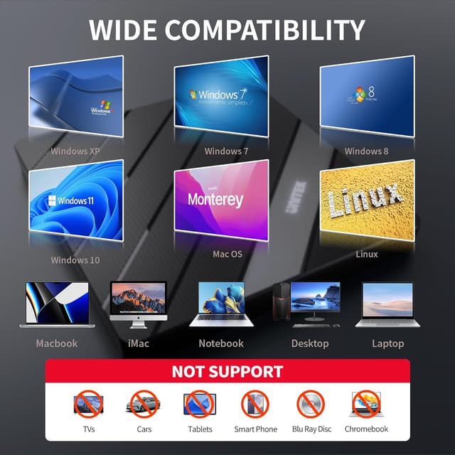 Detalle de UNITEK externes CD-/DVD-Laufwerk USB 3.0 Typ-C mit SD/TF-Kartenleser