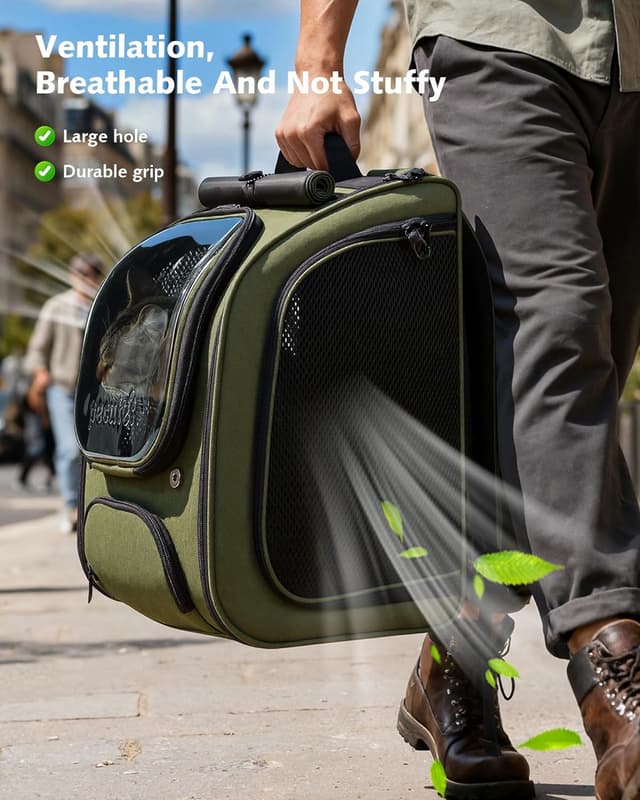 Detalle de pecute Cat Backpack Expandable – Large space bubble window carrier for walking, hiking & travel