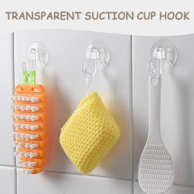 Detalle 2 de MIETONG 8 Transparent Suction Cup Hooks (PVC) – 2 kg Heavy Duty, Reusable Hooks for Bathroom, Kitchen & Glass
