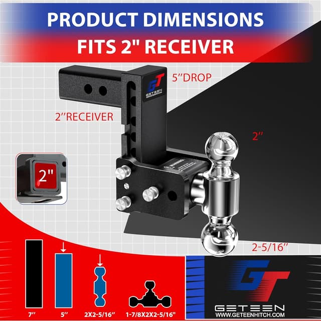 Thumbnail 2 de Geteen GT20052B Adjustable Trailer Ball Mount 10,000 GTW 🚚